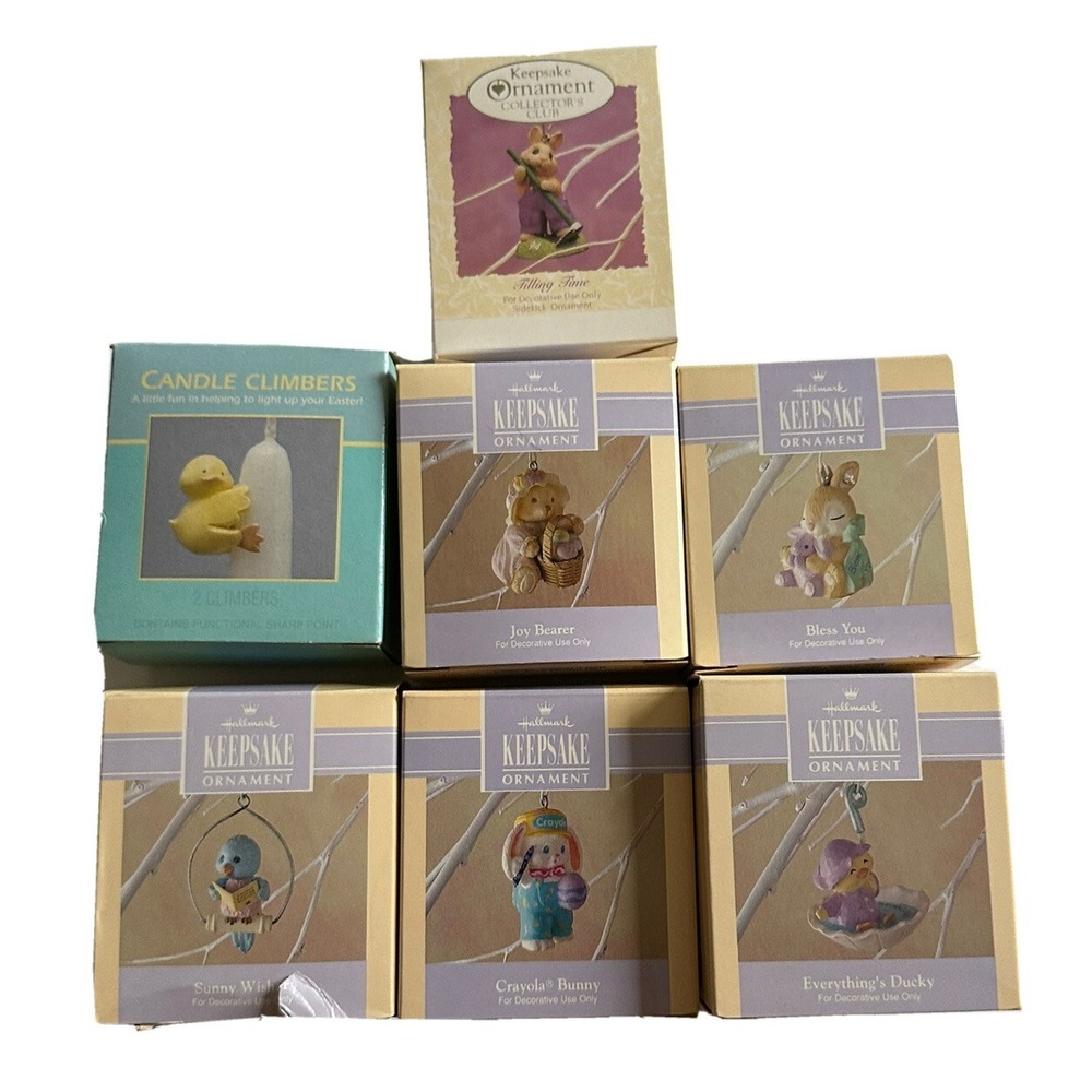 Lot Of 7 Hallmark Keepsake Christmas Ornaments - joe bearer candle climber